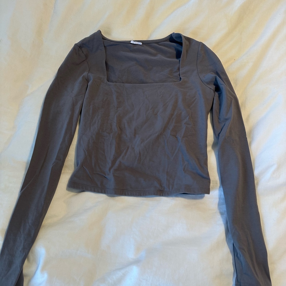 gray garage square neck long sleeve